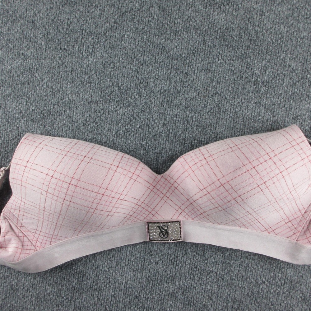 Victoria's Secret T-Shirt Bra Womens 36DD Pink Plaid Lightly Lined Wireless